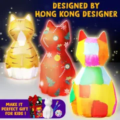 Paint Your Own Cat Lamp Kit, DIY Cat Crafts Night Light, Painting Kit Arts & Crafts for Kids Ages 8-12, Art Supplies Birthday Easter Party Holiday Gift for Teens Girls Boys Age 3 4 5 6 7 8+