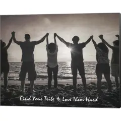 Find Your Tribe - Joined Hands Grayscale by Color Me Happy 20" x 16" Canvas Wall Art
