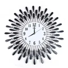 Luxury Large Wall Clock 3D Metal Living Room Feather Wall Watch Home Decor