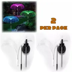 2PCS Solar Power Garden Lights LED 7Color Changing Stake Jellyfish Light Outdoor