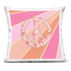 Stupell Industries Beaming Floral Peace Symbol Decorative Printed Pillow design by Jesse Keith, 18 x 7 x 18