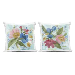 Stupell Industries Eclectic Flower Bundles 2pc Outdoor Printed Pillow Set design by June Erica Vess, 18 x 7 x 18
