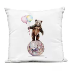 Stupell Industries Bear & Balloons Disco Outdoor Printed Pillow design by Amanda Greenwood, 18 x 7 x 18