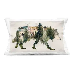 Stupell Industries Woodland Wildlife Wolf Contour Decorative Printed Pillow design by Barrett Biggers, 14 x 7 x 20