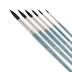 Creative Mark Mimik Professional Watercolor Brushes - Round Set of 6- Synthetic Squirrel Hair - Natural Bristle Artist Brushes for Watercolors, Gouache & Acrylics - Imitates Natural Squirrel and Sable Hair