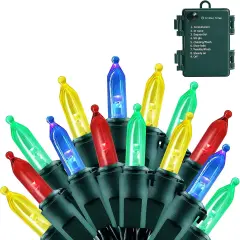 Battery Operated String Lights 50 LED String Lights Mini Lights with Auto-Timer and 8 Lighting Modes for Christmas Wreath Party Wedding Garden Home Decoration, Multicolor