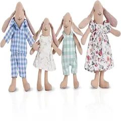 Bunny Toys for Kids, Easter Bunny, 4 PCS Hand Made Rabbit Family Dolls with Removable Clothes, Suitable for Infants, Boys and Girls, Dollhouse People