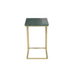Green Marble "C" Table With Golden Metal Frame-24" Height