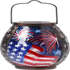 Solar Lantern Outdoor Waterproof, American Flag Solar Lanterns Lights