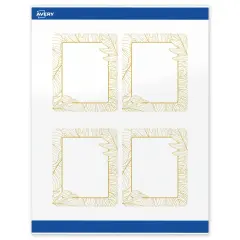 Avery Printable Rectangle Labels with Sure Feed Technology, Pre-Printed Gold Florals, Glossy White, 4" x 3-1/3", Laser & Inkjet Compatible, 40 Total, Great for Branding, Marketing, and Events