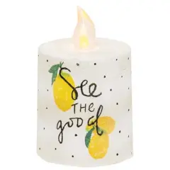 LED Pillar Candle with Built In Timer and Distressed White Style See The Good