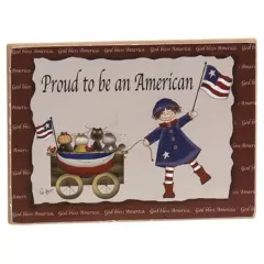 Proud to Be an American Wood Magnet Patriotic Fridge Decor