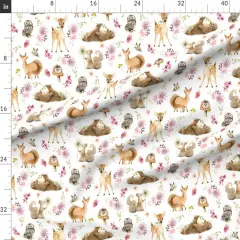 Various Fabrics by the Yard or Fat Quarter Woodland Forest Friends Flowers Deer Baby Animals Fox Custom Printed Fabric by Spoonflower