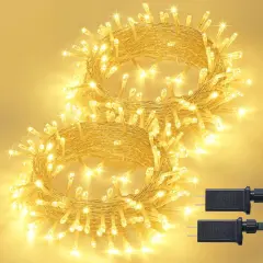 2 Pack 100 LED Warm White Christmas String Lights - 33FT & 8 Modes