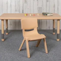 Emma and Oliver 10 Pack Plastic Stackable School Chair with 10.5" Seat Height Natural