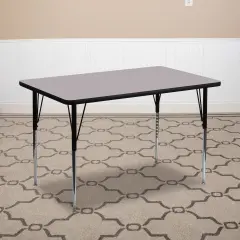 Emma and Oliver 24x48 Rectangle Laminate Adjustable Activity Table Gray