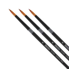 Creative Mark Beste Golden Taklon Round #6 Pack of 3 Artist Brushes, Professional Watercolor Brushes, For Acrylic Painting, Short Handle, Sharp Edges, Hand-Tied & Shaped