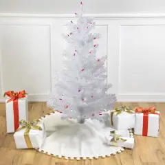 Northlight Pre-Lit Medium White Iridescent Pine Artificial Christmas Tree - 3' - Blue Lights