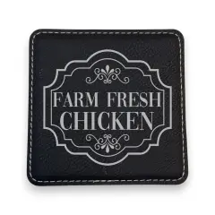 Coaster - Farm Fresh Chicken - SET OF 2 - Leather or Stitched Cork Black/Silver