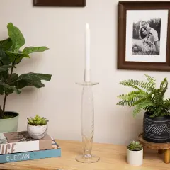 Northlight Glass Swirled Taper Candle Holder - 16" Clear