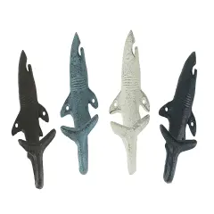 Set of 4 Cast Iron Shark Tail Wall Hooks