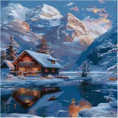 Paint by Number for Adults, Lake Landscape Paint by Numbers Kits, Mountains Acrylic Painting -Hand-Painted Gift for Home Decor