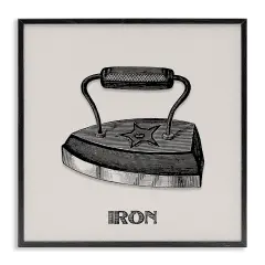 Stupell Industries Antique Laundry Iron Framed Giclee Design by Val Rhodes