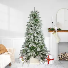 Northlight Real Touch&trade;️ Medium Flocked Rosemary Emerald Angel Pine Artificial Christmas Tree - 6.5' - Unlit Green