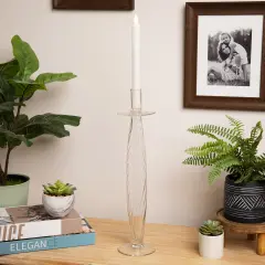 Northlight Transparent Swirled Glass Taper Candle Holder - 17.5" Clear