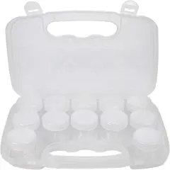The Beadsmith Personality Case - Clear Storage Organizer Box, 8 x 8.5 x 1.75 inches - Includes 12 Small Containers with lids &ndash; 1.5 x 1.5 inches, Molded Case with Built-In Handle