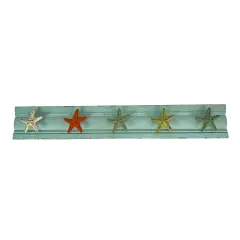 Charming Cast Iron Starfish Wall Hook Rack &ndash; 31.5 Inch Wooden Backing