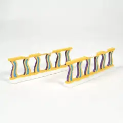 Kitcheniva Grinch Fence Village Christmas Ornaments Set of 2