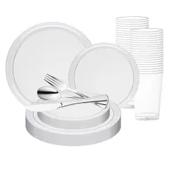 Clear Flat Round Disposable Plastic Wedding Value Set (20 Settings)
