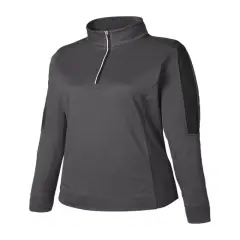 CORE365&reg; Ladies' Market Snag Protect Mesh Colorblock Quarter Zip CARBON/BLACK