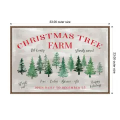 Christmas tree farm sign by Rosana Laiz Blursbyai Framed Canvas Wall Art