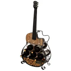 Vintiquewise Guitar Shape 5-Bottle Wine Rack - Vintage Decorative Freestanding Wine Holder and Storage Organizer for Kitchen, Dining Room & Home Bar - Perfect Rock N Roll Gift for Wine and Music Lover