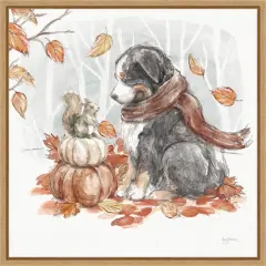 Autumn Dogs III by Mary Urban Framed Canvas Wall Art