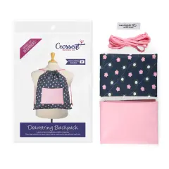 Crosscut Sewing Co.&reg; Drawstring Backpack Sewing Project Kit - Beginner Sewing Kit - Sewing Kit for Kids Navy floral