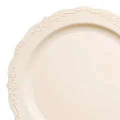 Ivory Vintage Round Disposable Plastic Appetizer/Salad Plates - 7.5" (120 Plates)