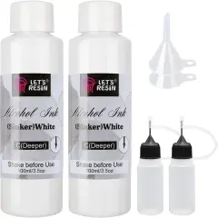 LET'S RESIN White Alcohol Ink for Resin, Alcohol Ink White Colors,2 Bottles Each 3.5oz,Adjustable Alcohol-Based Resin Ink,White Resin Pigment for Epoxy Resin,Resin Petri,Tumblers,Resin Art