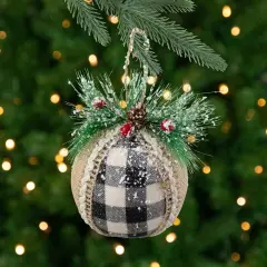 Northlight Plaid with Burlap Christmas Ball Ornaments - 6" (152mm) - Black and White - 4ct