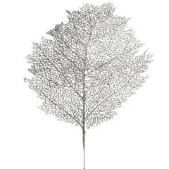 25-Inch Silver Glitter Mesh Leaf, 12 Pieces Christmas Accent, Perfect for Trees, Wreaths, Garland Displays