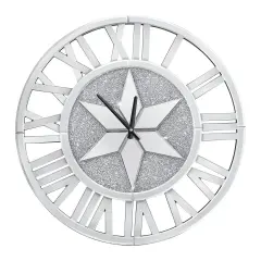 24'' Large Wall Clock Crystal Sparkle Twinkle Bling Crush Diamond Mirrored Clock