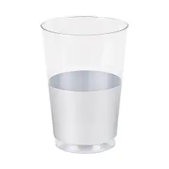 Clear with Metallic Silver Thick Bottom Round Disposable Plastic Tumblers - 12 oz. (240 Cups)