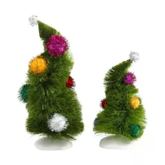 Kitcheniva Wonky Trees Grinch Village Christmas Ornaments Set of 2