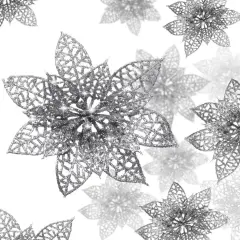 Kitcheniva Christmas Glitter Poinsettia Flowers Xmas Tree Ornament 5 - 10 Pcs