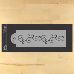 Small Leafy Scroll Cake Stencil Side | C438 by Designer Stencils | Stencils for Royal Icing, Airbrush, Dusting Powder |