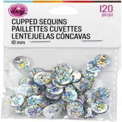 CousinDIY Cupped Sequins-Crystal Iridescent, 10mm 120/Pkg