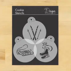 Winter Sport Cookie Stencil Set: Sled, Ice Skates, Skis | C583 by Designer Stencils |