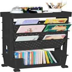 5 Tier Rolling Utility Cart Multi-Functional Movable Storage Book Shelves